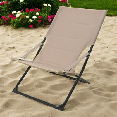 URBNLIVING 93cm Height Beige 4 Position Adjustable Folding Chair