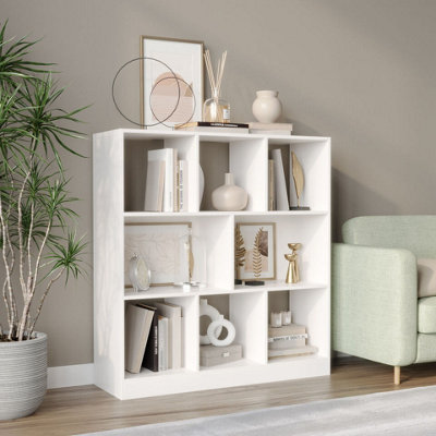 URBNLIVING 95cm Height 8 Cube White Asymmetrical Storage Cabinet Wooden Bookcase Shelve Square Organiser