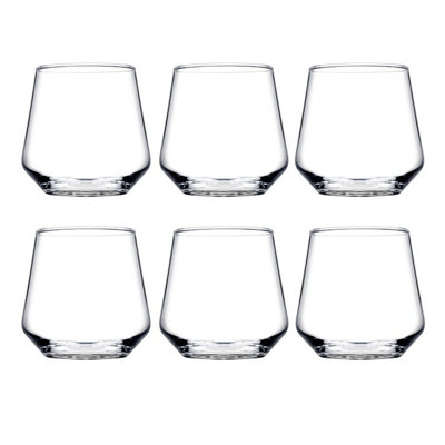 URBNLIVING 9cm Height 350ml Clear Glasses Set of 6