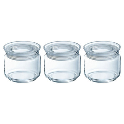 URBNLIVING 9cm Height 500ml Glass Jar Set of 3 Pcs