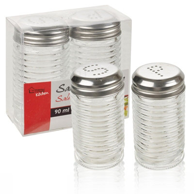 URBNLIVING 9cm Height Salt And Pepper Shaker Set Glass Kitchen Pub Restaurant Screw Cap B&B Pot