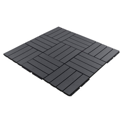 URBNLIVING 9Pc Anthracite Colour Interlocking Plastic Garden Path Floor ...