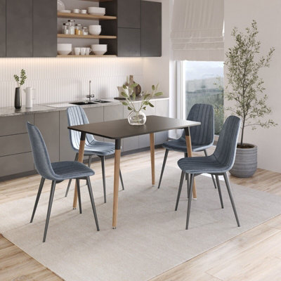 URBNLIVING Anti Stain Velvet Dining Chairs Padded Seat Metal Legs for ...