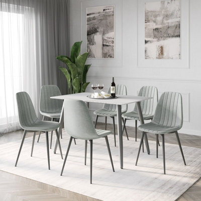 URBNLIVING Anti Stain Velvet Dining Chairs Padded Seat Metal Legs for Kitchen Office, 6xMint