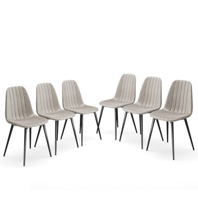 URBNLIVING Anti Stain Velvet Dining Chairs Padded Seat Metal Legs for Kitchen Office, 6xTaupe