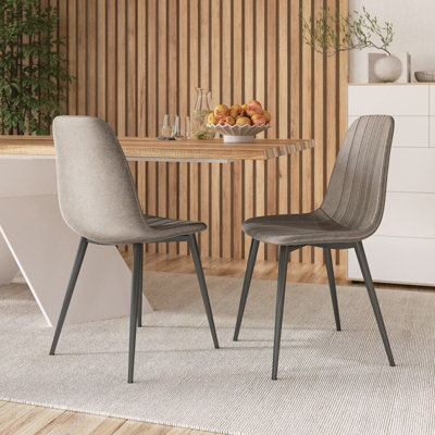 URBNLIVING Anti Stain Velvet Dining Chairs Padded Seat Metal Legs for Kitchen Office, 6xTaupe