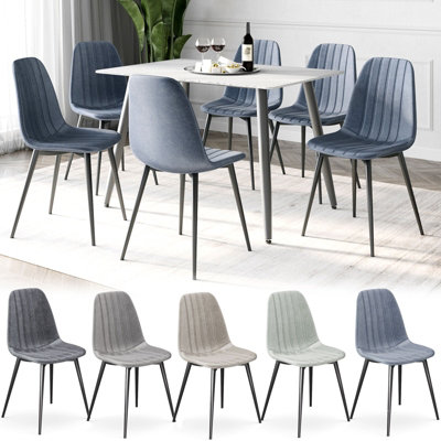 URBNLIVING Anti Stain Velvet Dining Chairs Padded Seat Metal Legs for Kitchen Office, 6xTaupe