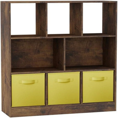 URBNLIVING Asymmetrical 8-Cube Rustic Brown Bookcase Storage unit with ...