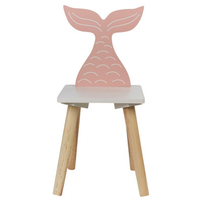 URBNLIVING Children Kids Wooden Chair Small Stool Fishtail Animal ...