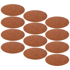 URBNLIVING Diameter 38cm 15" Set of 12 Brown Round Faux Leather Dining Table Placemats Party Decor Settings