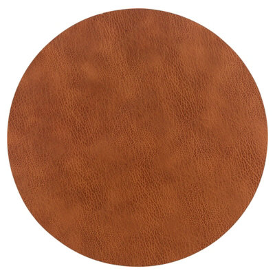 URBNLIVING Diameter 38cm 15" Set of 4 Brown Round Faux Leather Dining Table Placemats Party Decor Settings