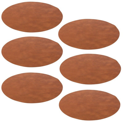 URBNLIVING Diameter 38cm 15" Set of 6 Brown Round Faux Leather Dining Table Placemats Party Decor Settings