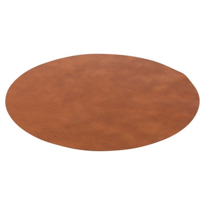 URBNLIVING Diameter 38cm 15" Set of 6 Brown Round Faux Leather Dining Table Placemats Party Decor Settings
