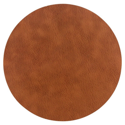 URBNLIVING Diameter 38cm 15" Set of 6 Brown Round Faux Leather Dining Table Placemats Party Decor Settings