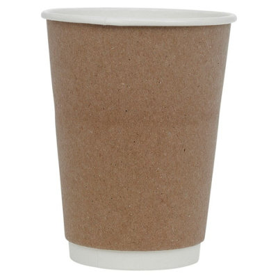 URBNLIVING Double Wall Disposable Hot Drink Cups for Coffee, Chocolate, and Tea 12oz x 100