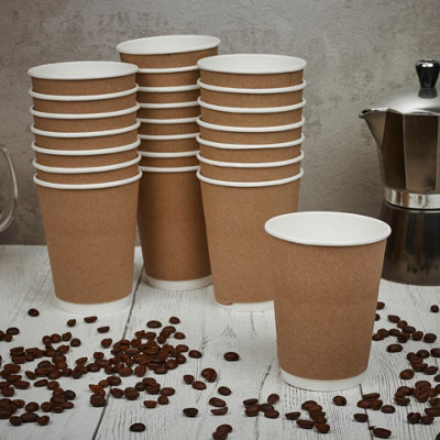 URBNLIVING Double Wall Disposable Hot Drink Cups for Coffee, Chocolate, and Tea 12oz x 100