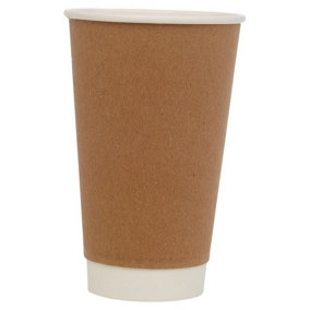 URBNLIVING Double Wall Disposable Hot Drink Cups for Coffee, Chocolate, and Tea 16oz x 100