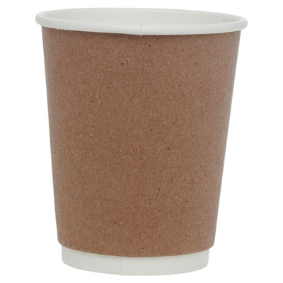 URBNLIVING Double Wall Disposable Hot Drink Cups for Coffee, Chocolate, and Tea 8oz x 200