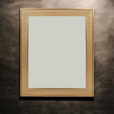 URBNLIVING Gold Wall Mounted Large Wooden Framed Mirror Living Room Bedroom  Home Decor, 60x50cm