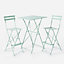 URBNLIVING Green Colour 2 Folding Metal Chairs & Table Bistro Bar Patio Breakfast Furniture Set