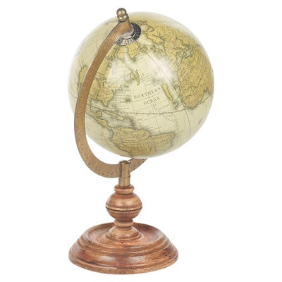 URBNLIVING Green Height 45cm Educational Ancient Style 360 Degree Rotating World Desk Globe On Wood & Metal Stand