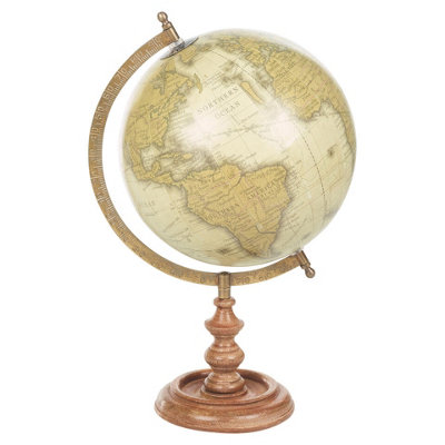 URBNLIVING Green Height 45cm Educational Ancient Style 360 Degree Rotating World Desk Globe On Wood & Metal Stand