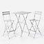 URBNLIVING Grey Colour 2 Folding Metal Chairs & Table Bistro Bar Patio Breakfast Furniture Set