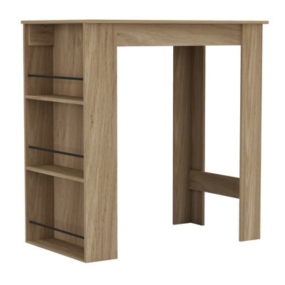URBNLIVING Height 105cm 3 Tier Oak Dining Bar Coffee Kitchen
