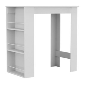 URBNLIVING Height 105cm 3 Tier White Dining Bar Coffee Kitchen Island Table Open Storage Shelves Living Room