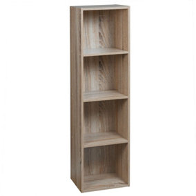 URBNLIVING Height 106cm 4 Shelf Wooden Bookcase Shelving Colour Antique Oak Display Storage Shelf Unit Shelves
