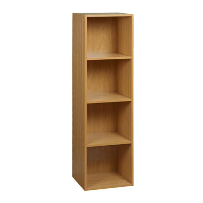 URBNLIVING Height 106cm 4 Shelf Wooden Bookcase Shelving Colour Beech Display Storage Shelf Unit Shelves