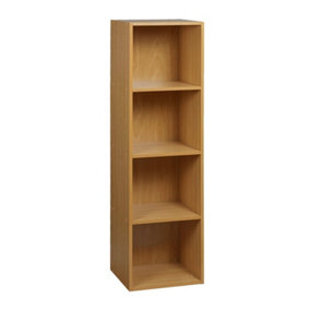 URBNLIVING Height 106cm 4 Shelf Wooden Bookcase Shelving Colour Beech Display Storage Shelf Unit Shelves