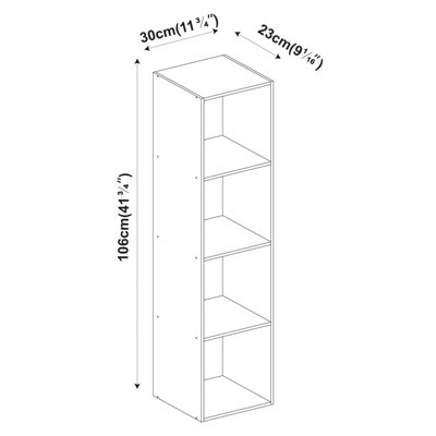 URBNLIVING Height 106cm 4 Shelf Wooden Bookcase Shelving Colour Beech Display Storage Shelf Unit Shelves
