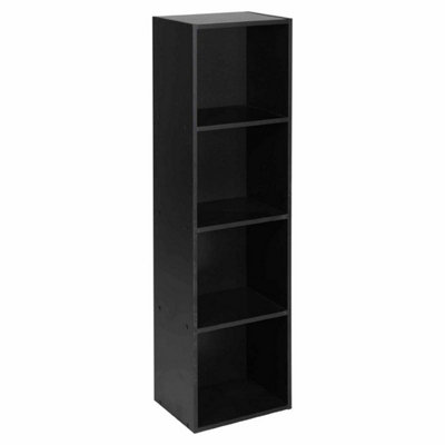 URBNLIVING Height 106cm 4 Shelf Wooden Bookcase Shelving Colour Black Display Storage Shelf Unit Shelves
