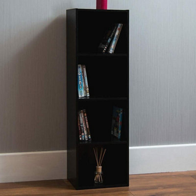 URBNLIVING Height 106cm 4 Shelf Wooden Bookcase Shelving Colour Black Display Storage Shelf Unit Shelves