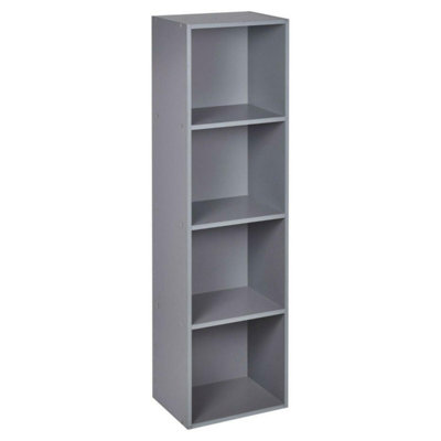 URBNLIVING Height 106cm 4 Shelf Wooden Bookcase Shelving Colour Grey Display Storage Shelf Unit Shelves