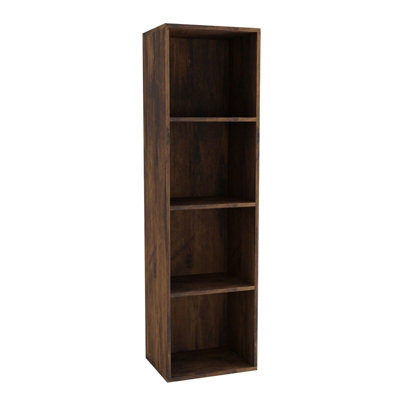 URBNLIVING Height 106cm 4 Shelf Wooden Bookcase Shelving Colour Rustic Brown Display Storage Shelf Unit Shelves