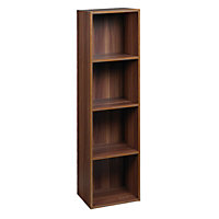 URBNLIVING Height 106cm 4 Shelf Wooden Bookcase Shelving Colour Teak Display Storage Shelf Unit Shelves