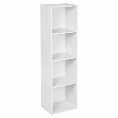 URBNLIVING Height 106cm 4 Shelf Wooden Bookcase Shelving Colour White