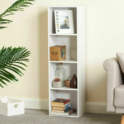 URBNLIVING Height 106cm 4 Shelf Wooden Bookcase Shelving Colour White Display Storage Shelf Unit Shelves
