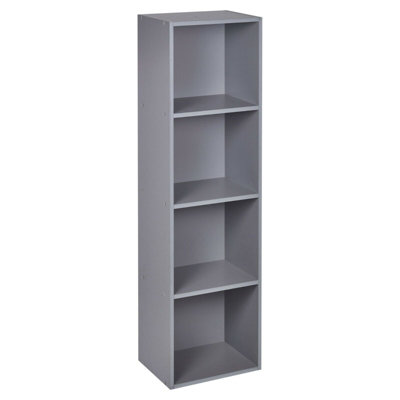 URBNLIVING Height 106Cm 4 Tier Wooden Bookcase Shelving Colour Grey Display Storage Shelf Unit Wood