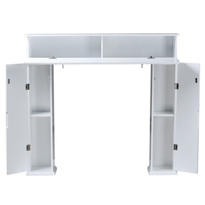 URBNLIVING Height 107Cm Classic Wooden Fireplace Surround Mantelpiece Colour White Storage Cabinet Shelves Unit Stand
