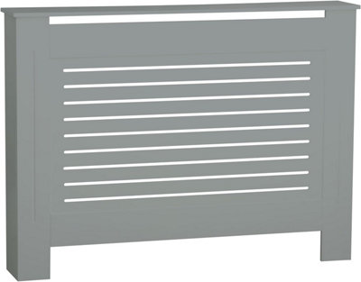 URBNLIVING Height 111cm Medium Grey Modern Wooden Radiator Cover MDF Grill Shelf Cabinet Furniture
