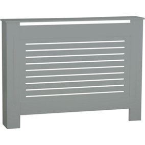 URBNLIVING Height 111cm Medium Grey Modern Wooden Radiator Cover MDF Grill Shelf Cabinet Furniture