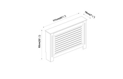 URBNLIVING Height 111cm Medium White Modern Wooden Radiator Cover MDF Grill Shelf Cabinet Furniture