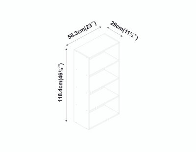 URBNLIVING Height 118Cm 4 Tier Wooden Bookcase Cupboard with Doors Storage Shelving Display Colour Grey Door Oak Cabinet Unit - 3