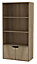 URBNLIVING Height 118Cm 4 Tier Wooden Bookcase Cupboard with Doors Storage Shelving Display Colour Oak Door Oak Cabinet Unit