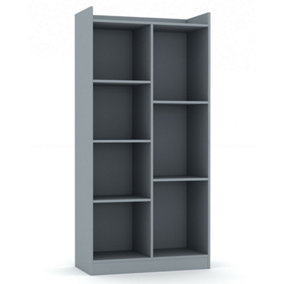 URBNLIVING Height 128Cm Tall Wooden 7 Cube Bookcase Shelving Display Colour Grey Storage Unit Cabinet Shelves
