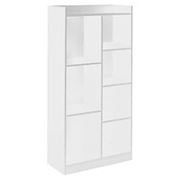 URBNLIVING Height 128Cm Tall Wooden 7 Cube Bookcase Shelving Display Colour White Storage Unit Cabinet Shelves