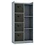 URBNLIVING Height 128cm Wooden Grey 7 Cube Bookcase with Black Drawers Tall Shelving Display Storage Unit Cabinet